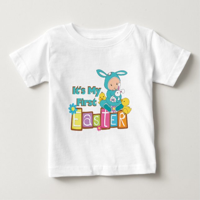 Baby Boy Bunny Premier T-shirt de Pâques (Devant)