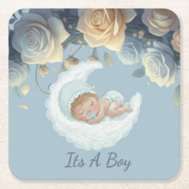 Baby Boy Celebration Rechteckiger Pappuntersetzer