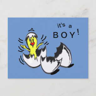 Baby BOY Chick Cartoon Postcard Postkarte