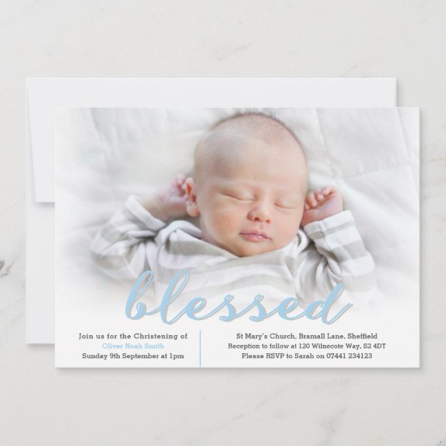 Baby Boy Christening/Baptism Invitation (Devant)