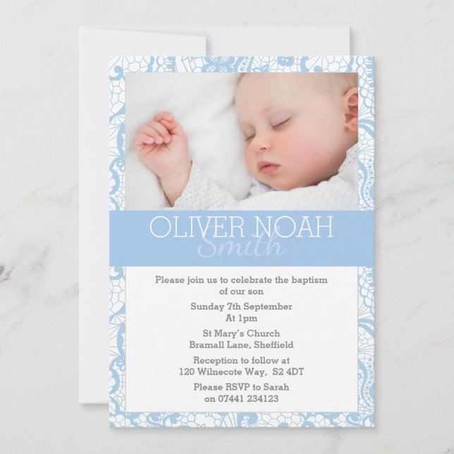 Baby Boy Christening/Baptism Invitation (Devant)