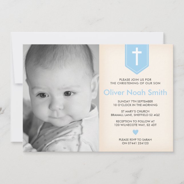Baby Boy Christening/Baptism Invitation (Devant)