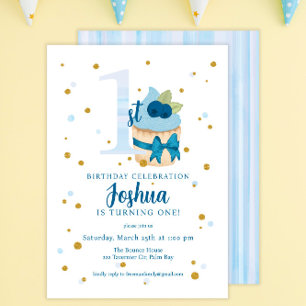 Baby Boy classique 1er anniversaire Invitation de 