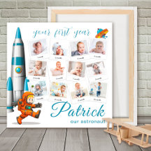 Baby Boy Collage 12 Foto Neugeborene Metrik 1 Jahr
