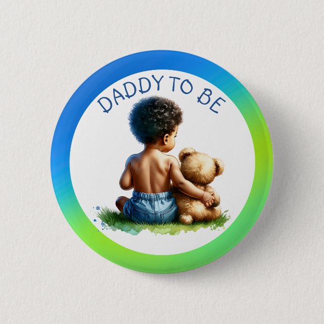 Baby Boy Colour Vater zu Baby Shower Button (Vorderseite)