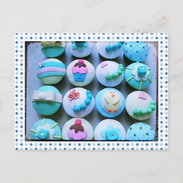 Baby Boy Cupcakes Postkarte (Vorderseite)