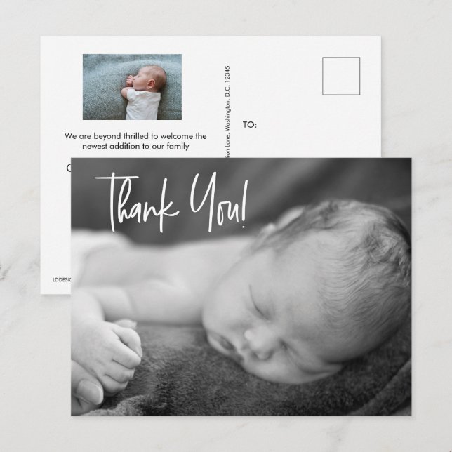 Baby Boy Custom Fotos Handletting danke Postkarte (Vorne/Hinten)