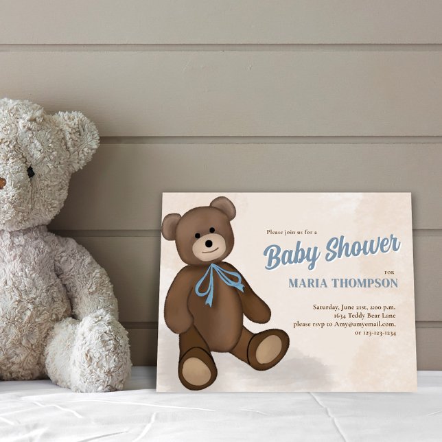 Baby Boy Cute Blue Douche Invitations (Cute Baby Shower custom invitaiton postcard. )