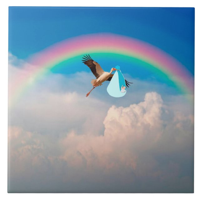 Baby Boy Delivery Keramik Tile Fliese (Vorderseite)