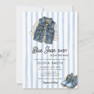 Baby Boy Denim Blau Jeans Baby Shower Einladung