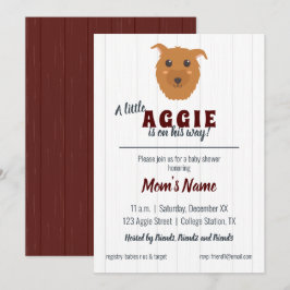Baby Boy Dog Maroon Babydusche Einladung