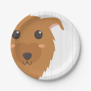 Baby Boy Dog Maroon Babydusche Papierplatte Pappteller