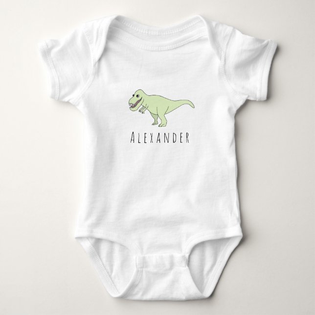 Baby Boy Doodle T-Rex Dinosaur mit Name Baby Strampler (Vorderseite)
