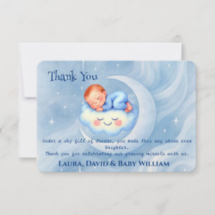 Baby Boy Douche Invitation Lune Étoiles Aquarelle