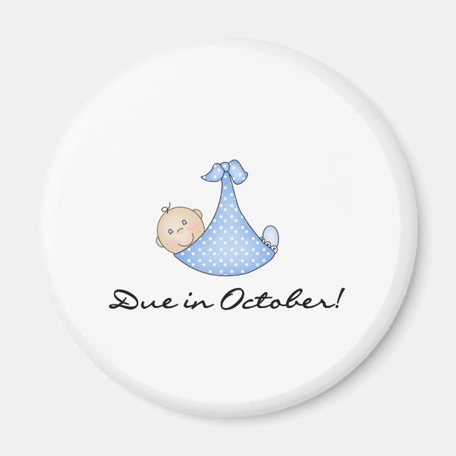 Baby Boy Due im Oktober Magnet (Vorne)