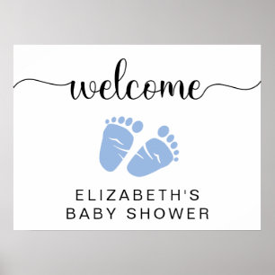 Baby Boy Dusche Blue Feet Begrüßungszeichen Poster