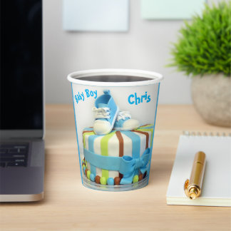 Baby Boy Dusche Papier Cup Kuchen Blue Schuhe Pappbecher