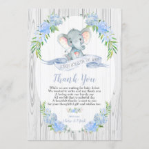 Baby Boy Elephant Baby Dusche Danke Karte