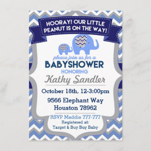 Baby Boy Elephant Baby Shower Invitations