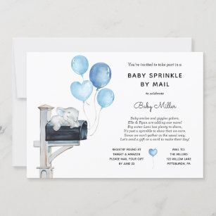 Baby Boy Elephant Baby Sprinkle by Mail Einladung