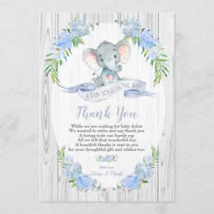 Baby Boy Elephant Babydusche Danke Karte