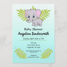 Baby Boy Elephant Blue Ombre Niedlich Baby Dusche Einladung
