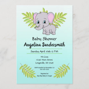 Baby Boy Elephant Blue Ombre Niedlich Baby Dusche Einladung