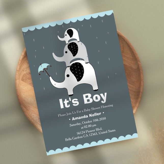 Baby Boy Elephant Dusche Einladung (Von Creator hochgeladen)