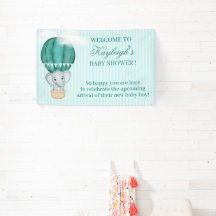Baby Boy Elephant in Hot Air Balloon Babydusche