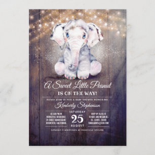 Baby Boy Elephant Rustique Baby shower Invitation
