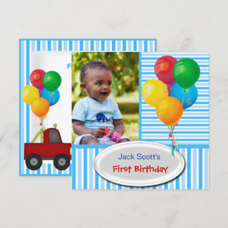 Baby Boy Erster Geburtstag 1. farbig Einladung