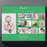 Baby Boy Erstes Jahr Foto Collage 12 Monate Grün Fotoplatte<br><div class="desc">Baby Boy Erstes Jahr Foto Collage 12 Monate Grün</div>