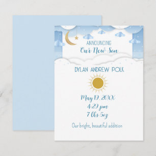 Baby Boy Faire-part Carte à note plate