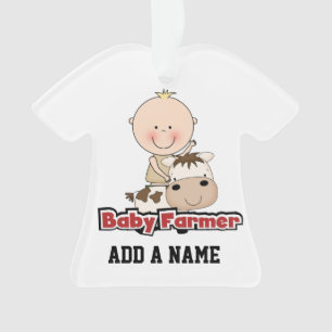 Baby Boy Farmer Avec Vache