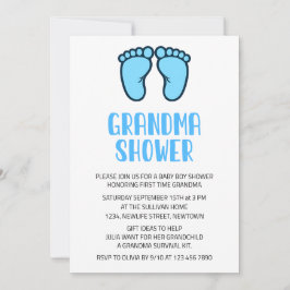 Baby Boy Feet erste Grandma Baby Dusche Einladung