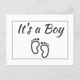 Baby Boy Feet Moderne Minimale Geburtstyppografie Ankündigungspostkarte