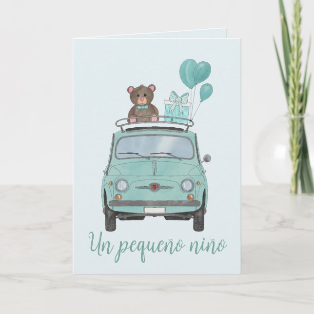Baby Boy Fiat 500 Spanische Glückwünsche Karte (Vorderseite)