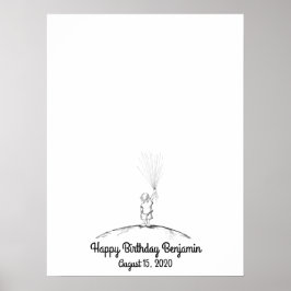 Baby Boy Fingerprint Balloon Guestbook Poster