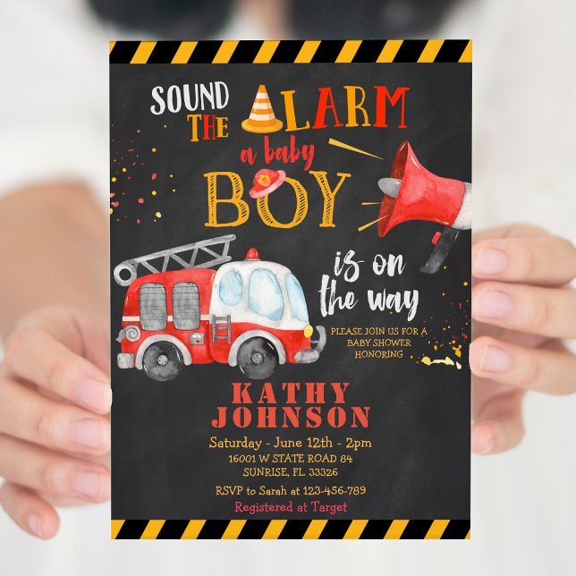 Baby Boy Fire Truck Baby Dusche Sound Einladung (Von Creator hochgeladen)