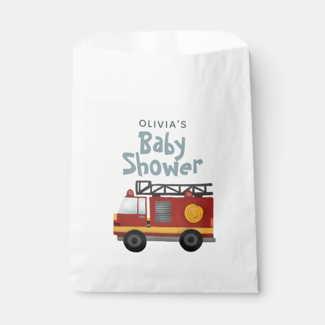 Baby Boy Fire Truck Niedlich und modern Babydusche Geschenktütchen (Vorderseite)