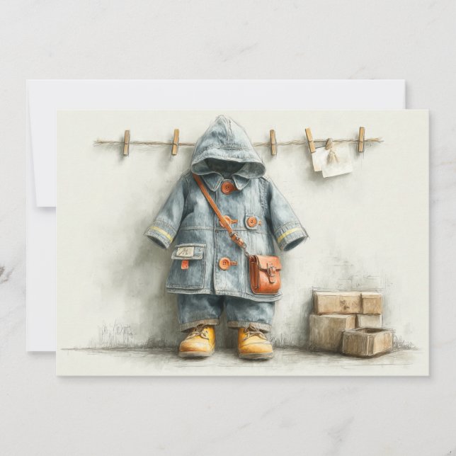 Baby Boy Firefighter 1. Geburtstag Einladung (Vorderseite)