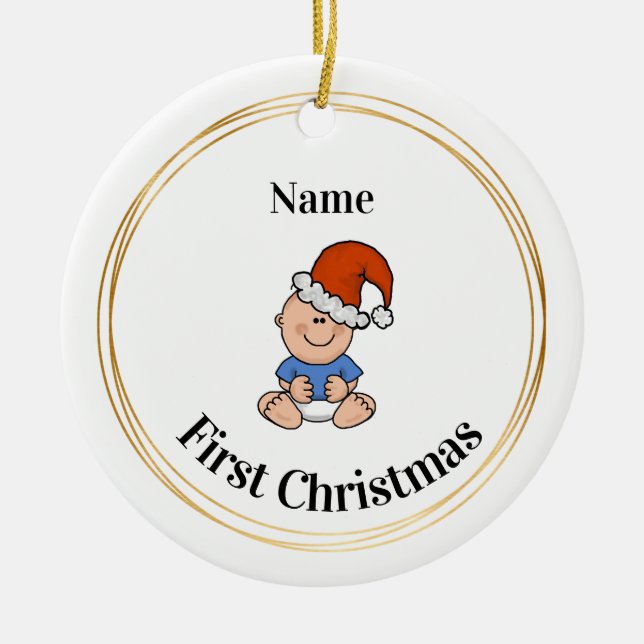 Baby Boy First Christmas Ornament (Vorne)