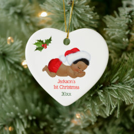 Baby Boy First Christmas Red Weihnachtsmannmütze Keramik Ornament