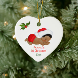 Baby Boy First Christmas Red Weihnachtsmannmütze Keramik Ornament