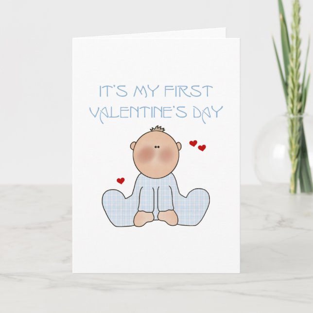Baby Boy First Valentine's Day Feiertagskarte (Vorderseite)