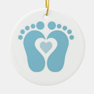 BABY BOY FOOTPRINTS CHRISTMAS ORNANATION KERAMIK ORNAMENT
