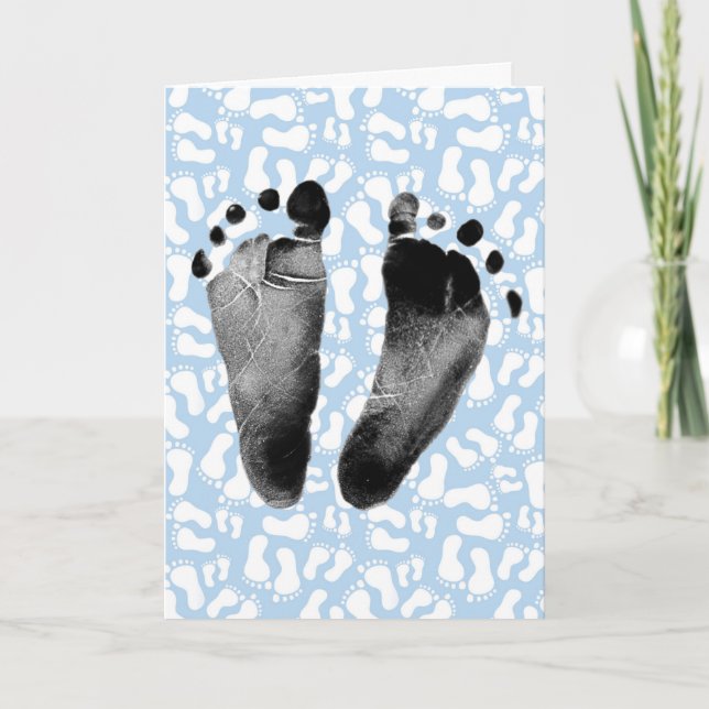 Baby Boy Footprints Karte (Vorderseite)