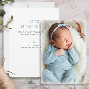Baby Boy Foto Blue Birth Announcement Card Ankündigung