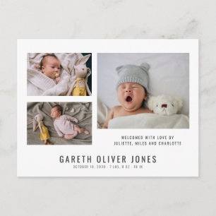 Baby Boy Foto Collage Geburtsankündigung Postkarte