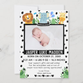 Baby Boy Foto Jungle Animals Ankündigungskarte Ankündigung